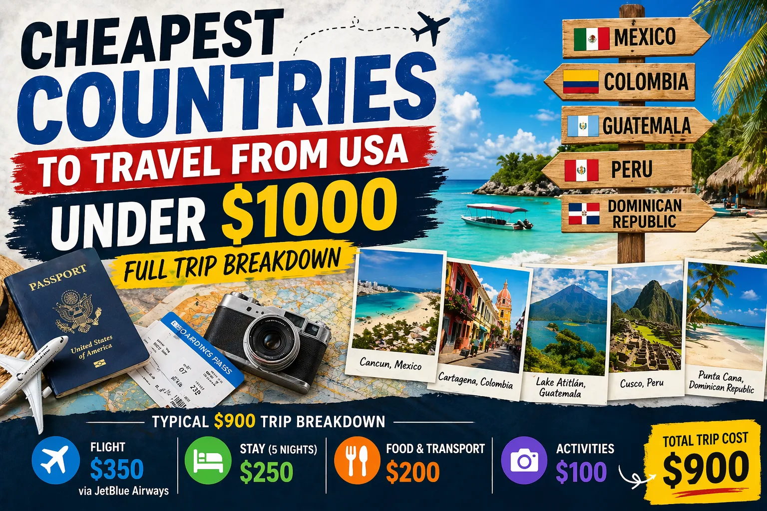 Cheapest Countries to Travel from USA Under $1000.
