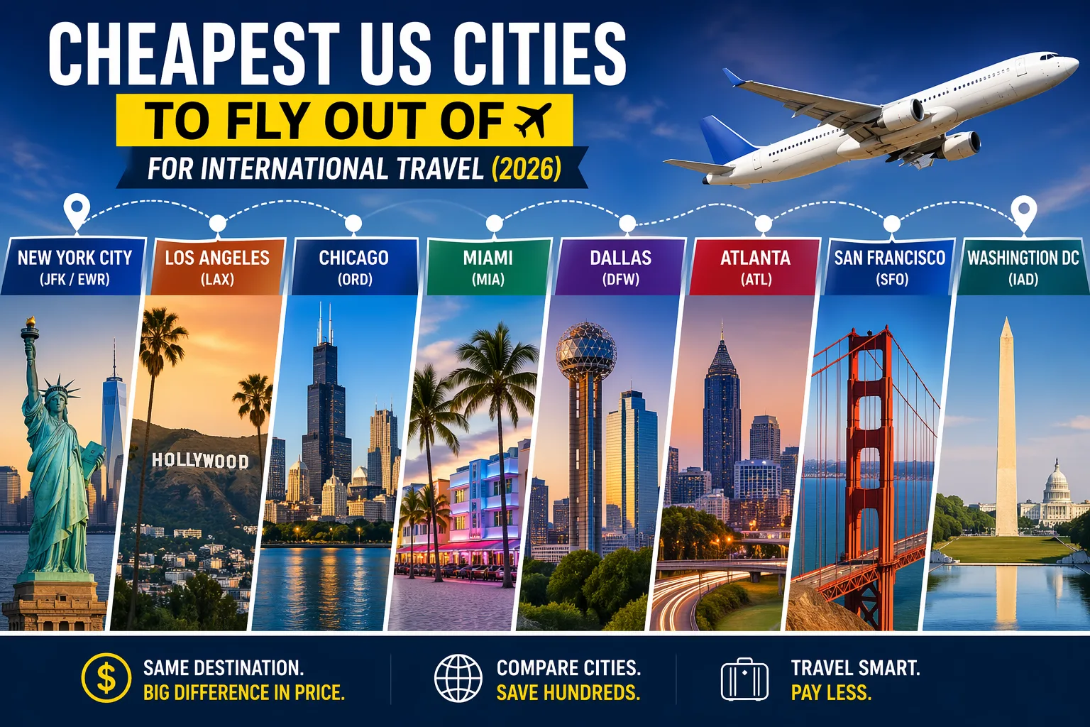 Cheapest US Cities to Fly Out Of for International Travel (2026 Guide)