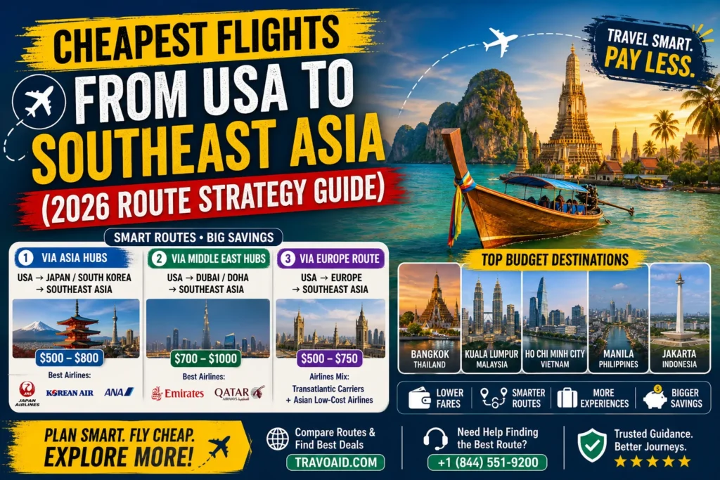 Cheapest Flights from USA to Southeast Asia (2026 Route Strategy Guide)