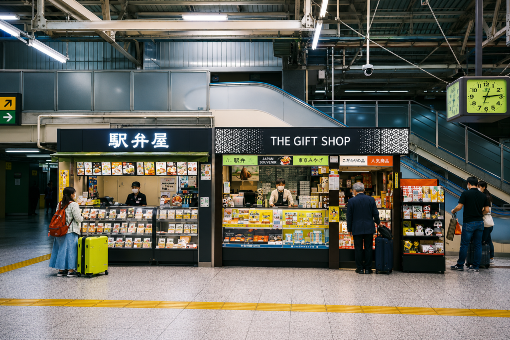 Captivating view of shops in Tokyo station, bustling with people and vibrant displays.