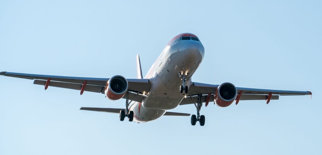 Airplane approaching for landing.