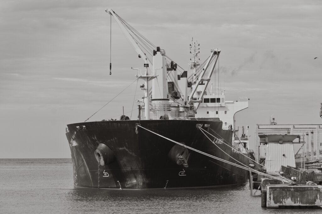 Historic ship docking on its port side, the origin of left-side boarding tradition